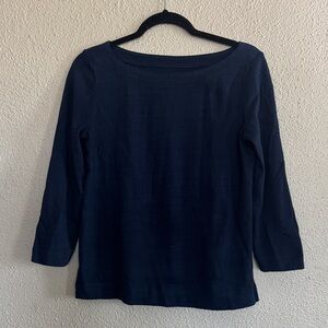 LOFT Navy Boatneck Long-Sleeve Tee